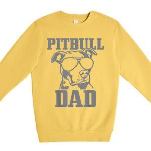 Pitbull Dad Funny Dog Pitbull Sunglasses Fathers Day Pitbull Premium Crewneck Sweatshirt