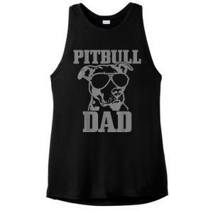 Pitbull Dad Funny Dog Pitbull Sunglasses Fathers Day Pitbull Ladies PosiCharge Tri-Blend Wicking Tank