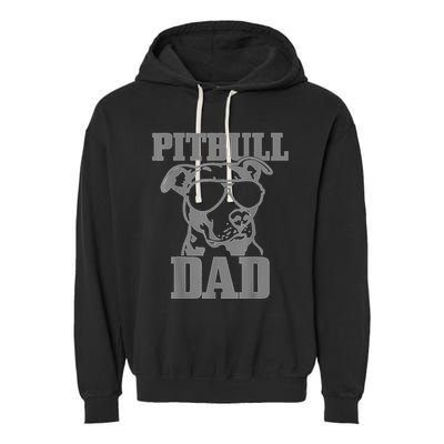 Pitbull Dad Funny Dog Pitbull Sunglasses Fathers Day Pitbull Garment-Dyed Fleece Hoodie