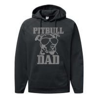 Pitbull Dad Funny Dog Pitbull Sunglasses Fathers Day Pitbull Performance Fleece Hoodie