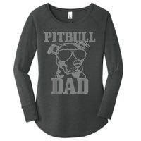 Pitbull Dad Funny Dog Pitbull Sunglasses Fathers Day Pitbull Women's Perfect Tri Tunic Long Sleeve Shirt