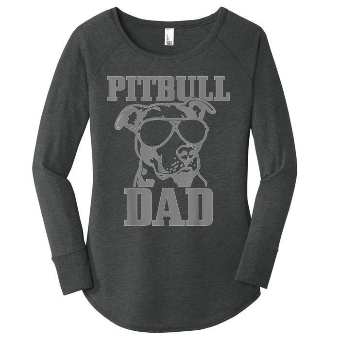 Pitbull Dad Funny Dog Pitbull Sunglasses Fathers Day Pitbull Women's Perfect Tri Tunic Long Sleeve Shirt