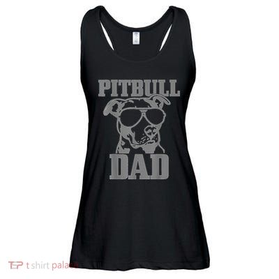 Pitbull Dad Funny Dog Pitbull Sunglasses Fathers Day Pitbull Ladies Essential Flowy Tank