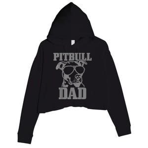 Pitbull Dad Funny Dog Pitbull Sunglasses Fathers Day Pitbull Crop Fleece Hoodie