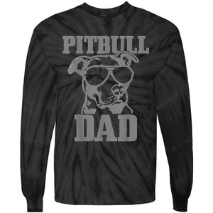 Pitbull Dad Funny Dog Pitbull Sunglasses Fathers Day Pitbull Tie-Dye Long Sleeve Shirt