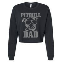 Pitbull Dad Funny Dog Pitbull Sunglasses Fathers Day Pitbull Cropped Pullover Crew