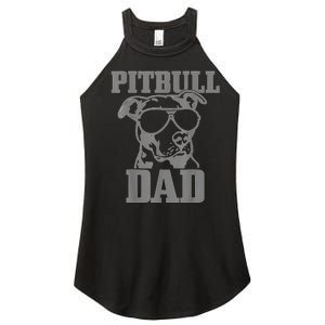 Pitbull Dad Funny Dog Pitbull Sunglasses Fathers Day Pitbull Women's Perfect Tri Rocker Tank