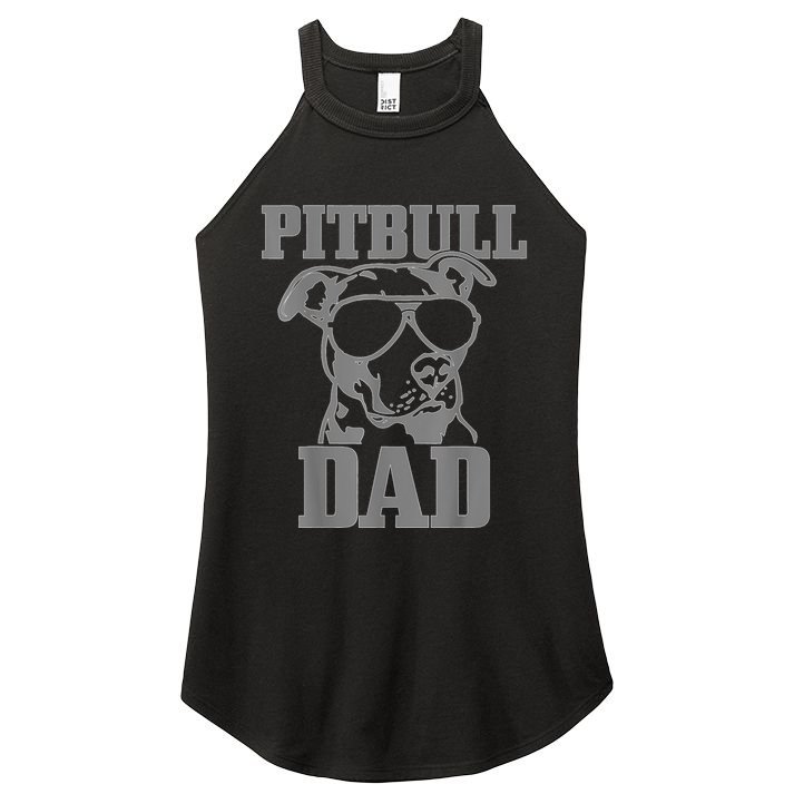 Pitbull Dad Funny Dog Pitbull Sunglasses Fathers Day Pitbull Women's Perfect Tri Rocker Tank