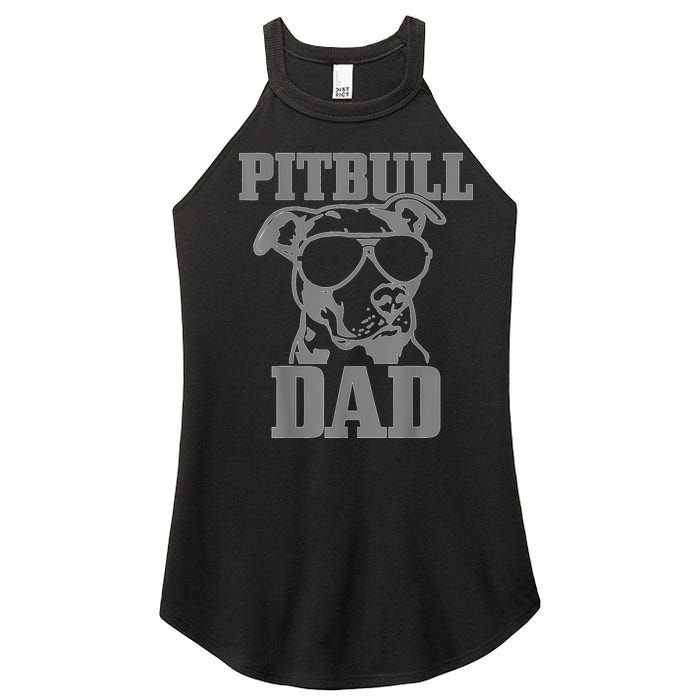 Pitbull Dad Funny Dog Pitbull Sunglasses Fathers Day Pitbull Women's Perfect Tri Rocker Tank