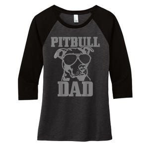 Pitbull Dad Funny Dog Pitbull Sunglasses Fathers Day Pitbull Women's Tri-Blend 3/4-Sleeve Raglan Shirt