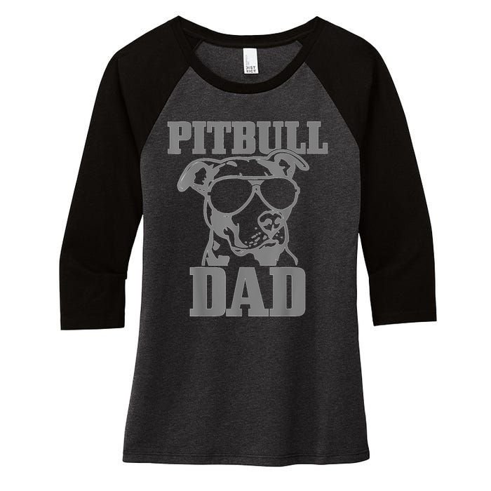 Pitbull Dad Funny Dog Pitbull Sunglasses Fathers Day Pitbull Women's Tri-Blend 3/4-Sleeve Raglan Shirt