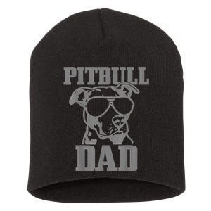 Pitbull Dad Funny Dog Pitbull Sunglasses Fathers Day Pitbull Short Acrylic Beanie