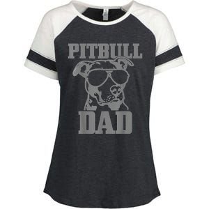 Pitbull Dad Funny Dog Pitbull Sunglasses Fathers Day Pitbull Enza Ladies Jersey Colorblock Tee