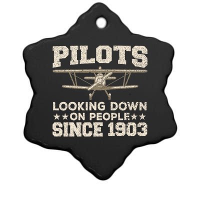 Pilot Design For Women Aviation Airplane Pilot Ceramic Star Ornament