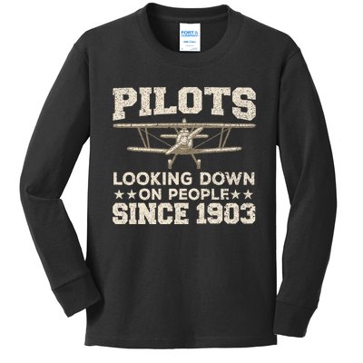 Pilot Design For Women Aviation Airplane Pilot Kids Long Sleeve Shirt