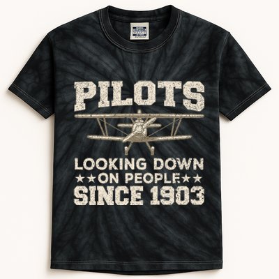 Pilot Design For Women Aviation Airplane Pilot Kids Tie-Dye T-Shirt