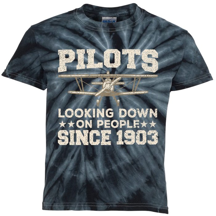 Pilot Design For Women Aviation Airplane Pilot Kids Tie-Dye T-Shirt