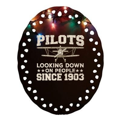 Pilot Design For Women Aviation Airplane Pilot Ceramic Oval Ornament