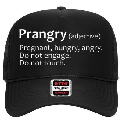 Prangry Definition Funny Pregnancy Announcement High Crown Mesh Back Trucker Hat