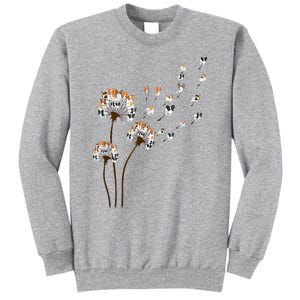 Papillon Dogs Flower Fly Dandelion Dog Mama Dog Lover Tall Sweatshirt