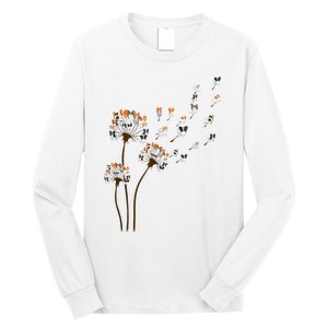 Papillon Dogs Flower Fly Dandelion Dog Mama Dog Lover Long Sleeve Shirt