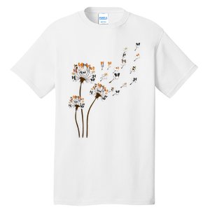 Papillon Dogs Flower Fly Dandelion Dog Mama Dog Lover Tall T-Shirt