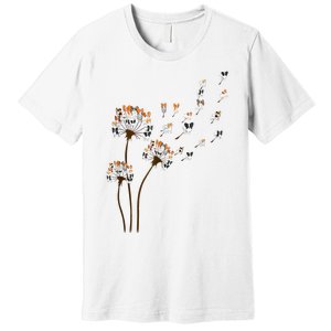 Papillon Dogs Flower Fly Dandelion Dog Mama Dog Lover Premium T-Shirt