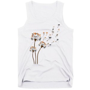 Papillon Dogs Flower Fly Dandelion Dog Mama Dog Lover Tank Top