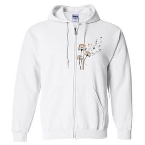 Papillon Dogs Flower Fly Dandelion Dog Mama Dog Lover Full Zip Hoodie