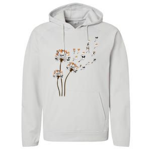 Papillon Dogs Flower Fly Dandelion Dog Mama Dog Lover Performance Fleece Hoodie