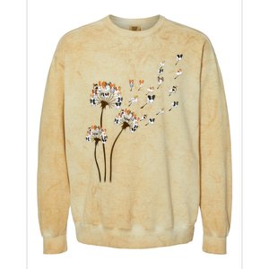 Papillon Dogs Flower Fly Dandelion Dog Mama Dog Lover Colorblast Crewneck Sweatshirt