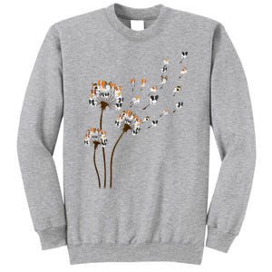 Papillon Dogs Flower Fly Dandelion Dog Mama Dog Lover Tall Sweatshirt