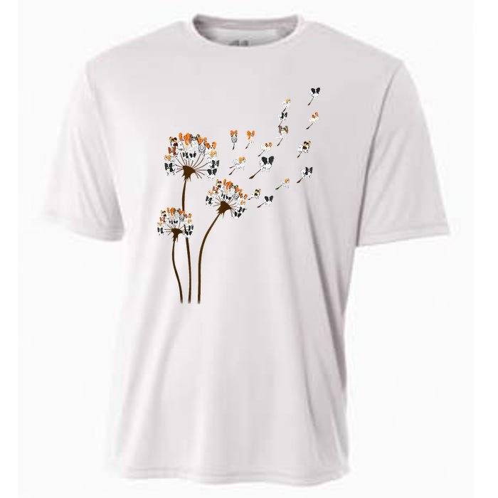 Papillon Dogs Flower Fly Dandelion Dog Mama Dog Lover Cooling Performance Crew T-Shirt