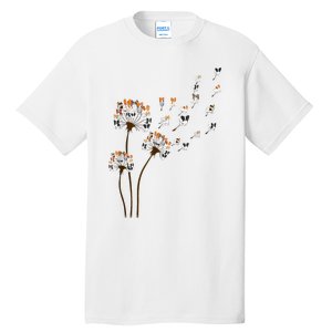 Papillon Dogs Flower Fly Dandelion Dog Mama Dog Lover Tall T-Shirt