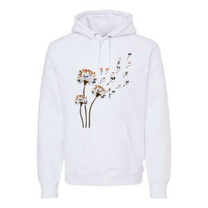 Papillon Dogs Flower Fly Dandelion Dog Mama Dog Lover Premium Hoodie