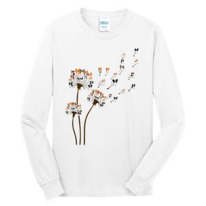 Papillon Dogs Flower Fly Dandelion Dog Mama Dog Lover Tall Long Sleeve T-Shirt