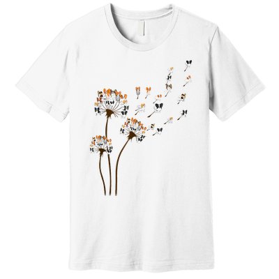 Papillon Dogs Flower Fly Dandelion Dog Mama Dog Lover Premium T-Shirt