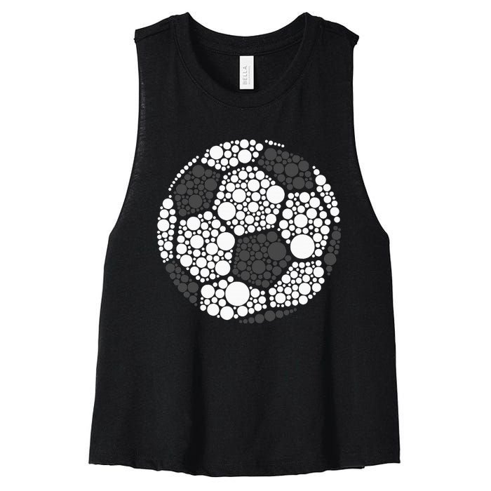 Polka Dot Football Soccer Lover Happy Dot Day Sport Ball Women's Racerback Cropped Tank