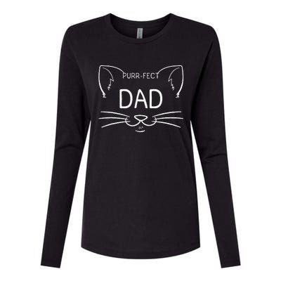 Purrfect Dad Funny Cat Lover Father Daddy Kitty Owner Womens Cotton Relaxed Long Sleeve T-Shirt