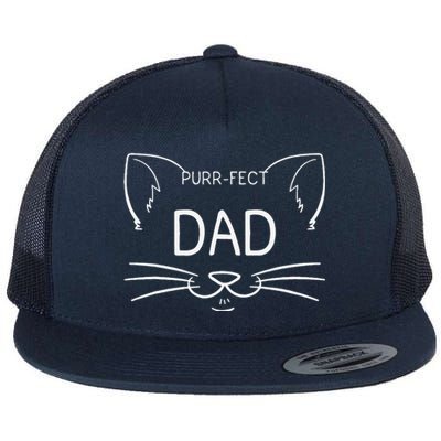 Purrfect Dad Funny Cat Lover Father Daddy Kitty Owner Flat Bill Trucker Hat