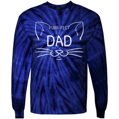 Purrfect Dad Funny Cat Lover Father Daddy Kitty Owner Tie-Dye Long Sleeve Shirt