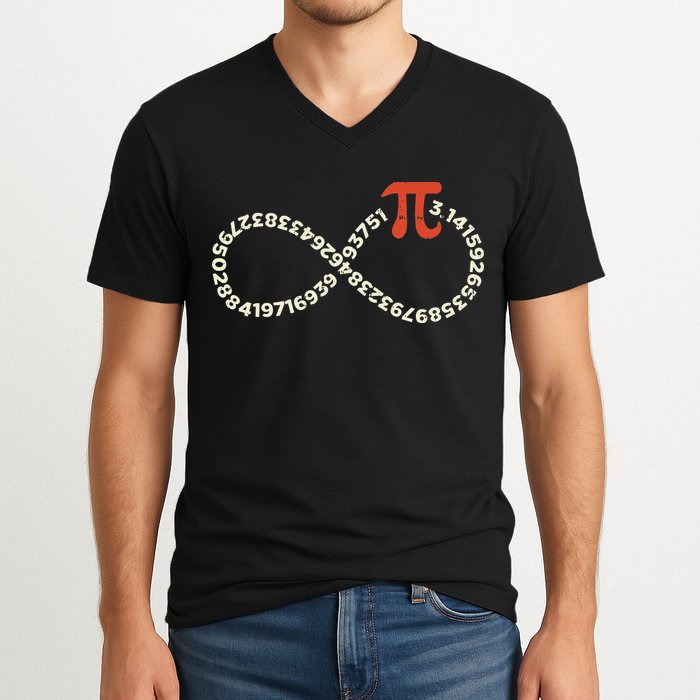 Pi Day Funny Infinity Symbol Math Geek Infinite Sign V-Neck T-Shirt