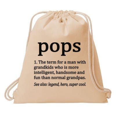 Pops Definition Funny Pops Grandpa Drawstring Bag