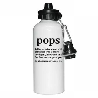 Pops Definition Funny Pops Grandpa Aluminum Water Bottle