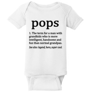 Pops Definition Funny Pops Grandpa Baby Bodysuit