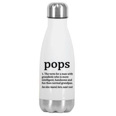 Pops Definition Funny Pops Grandpa Stainless Steel Insulated Water Bottle