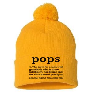 Pops Definition Funny Pops Grandpa Pom Pom 12in Knit Beanie