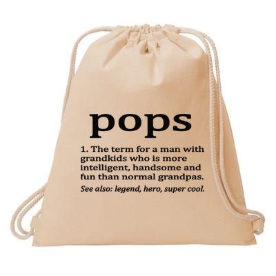 Pops Definition Funny Pops Grandpa Drawstring Bag