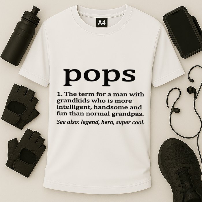 Pops Definition Funny Pops Grandpa Cooling Performance Crew T-Shirt