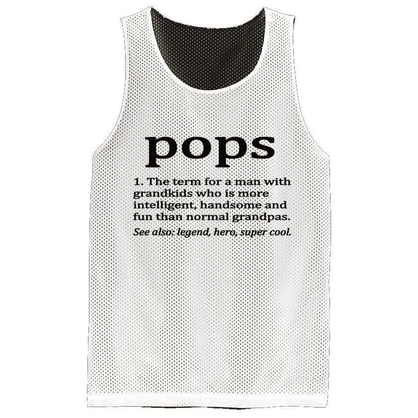 Pops Definition Funny Pops Grandpa Mesh Reversible Basketball Jersey Tank